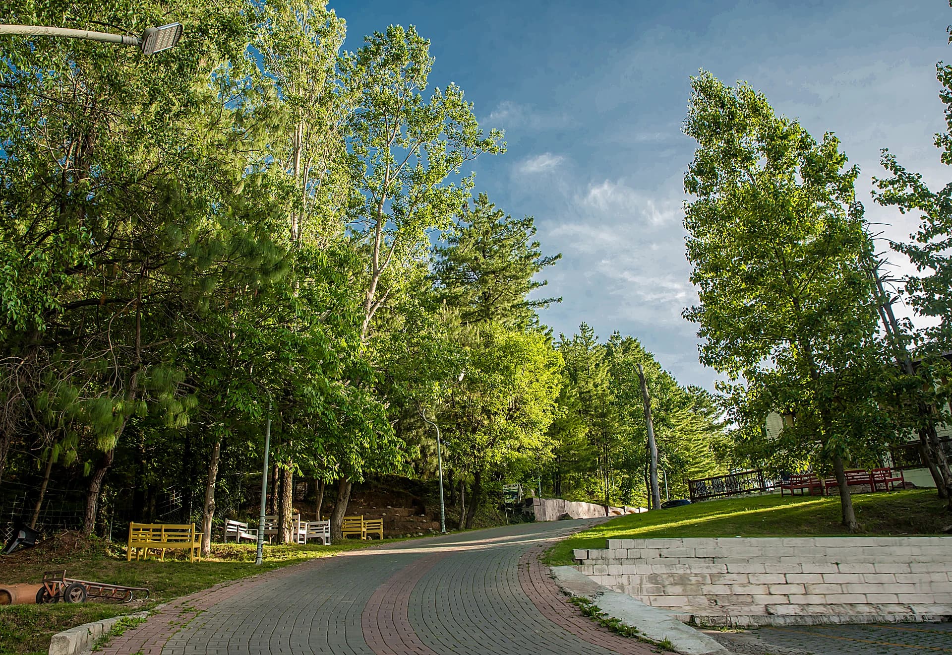 A quiet path through the grounds at Chinar Resort