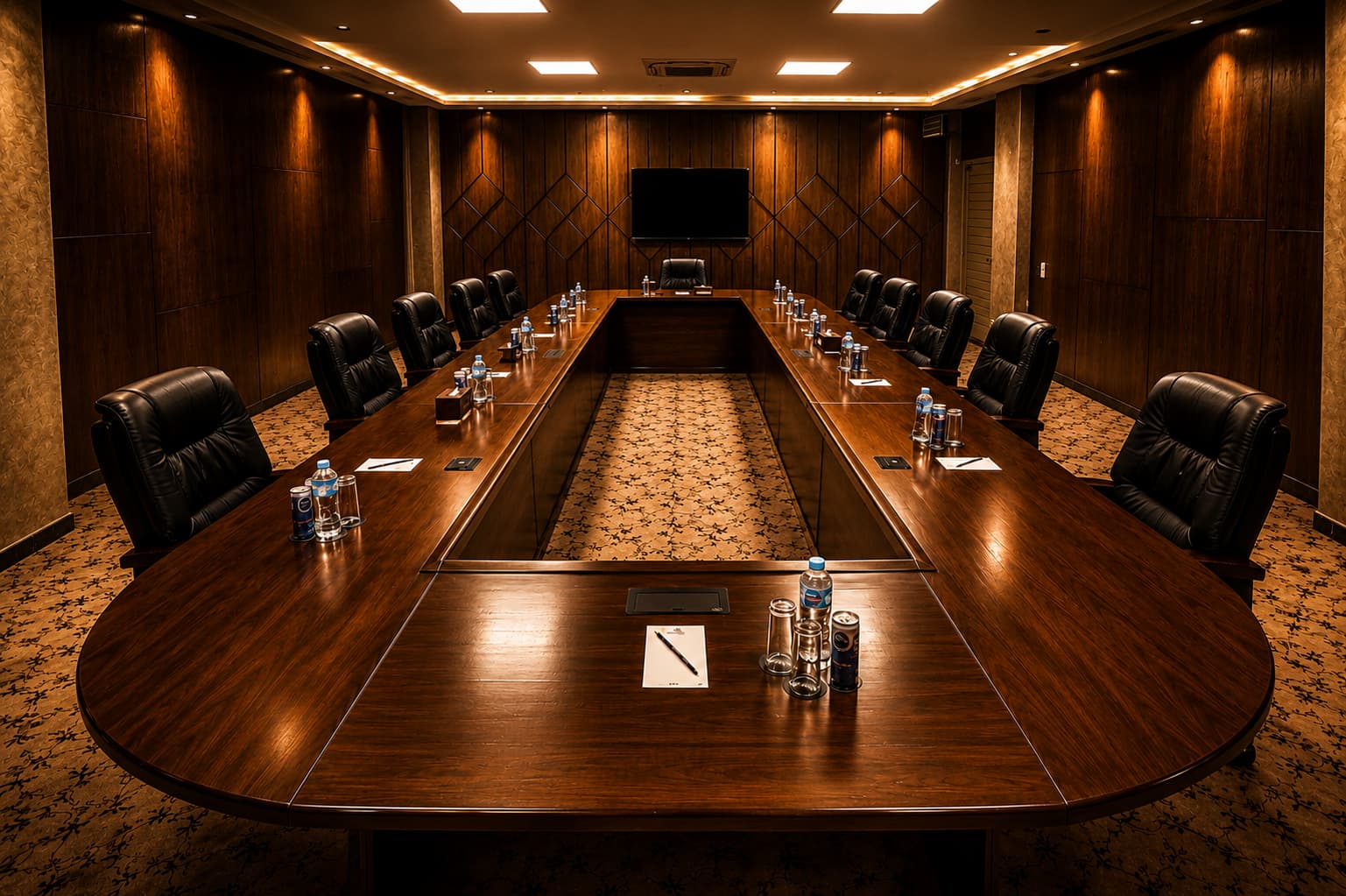The same event space set for a corporate gathering