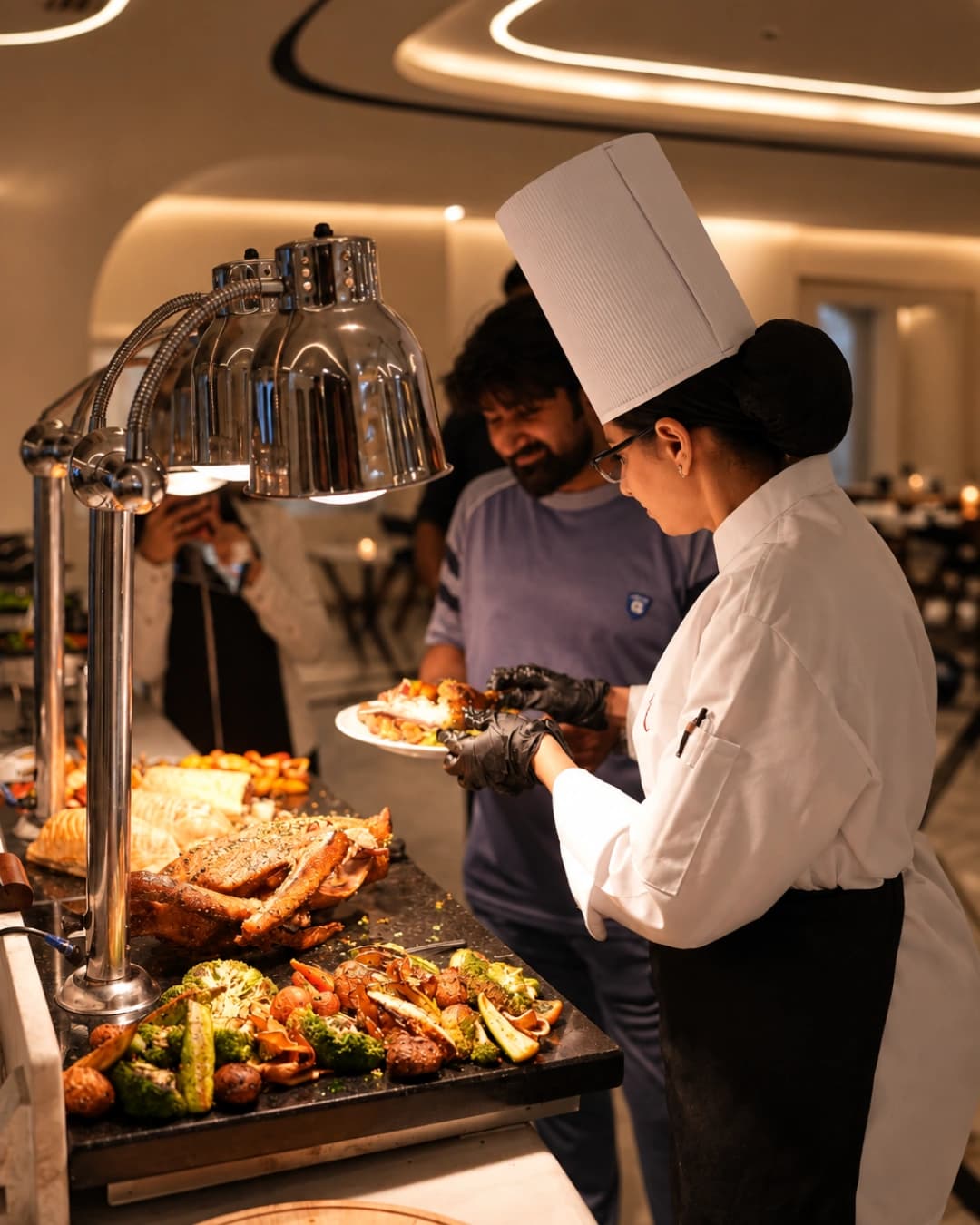 Chefs preparing dishes in Royal Swiss Lahore's production kitchen